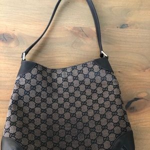 Gucci Tan Canvas & Leather Hobo Bag